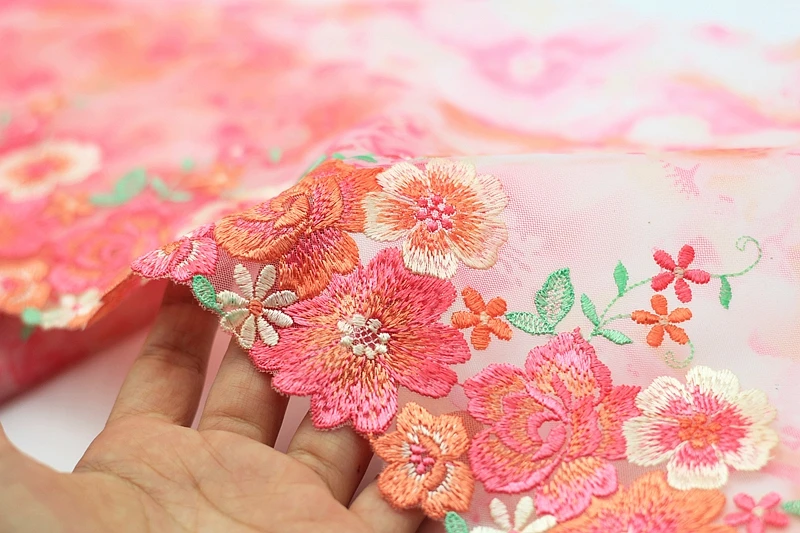 2y/Lot Exquisite Embroidered Lace Trim Pink Fabric Quality Ribbon DIY Craft&ampSewing Dress Clothing Accessor | Дом и сад