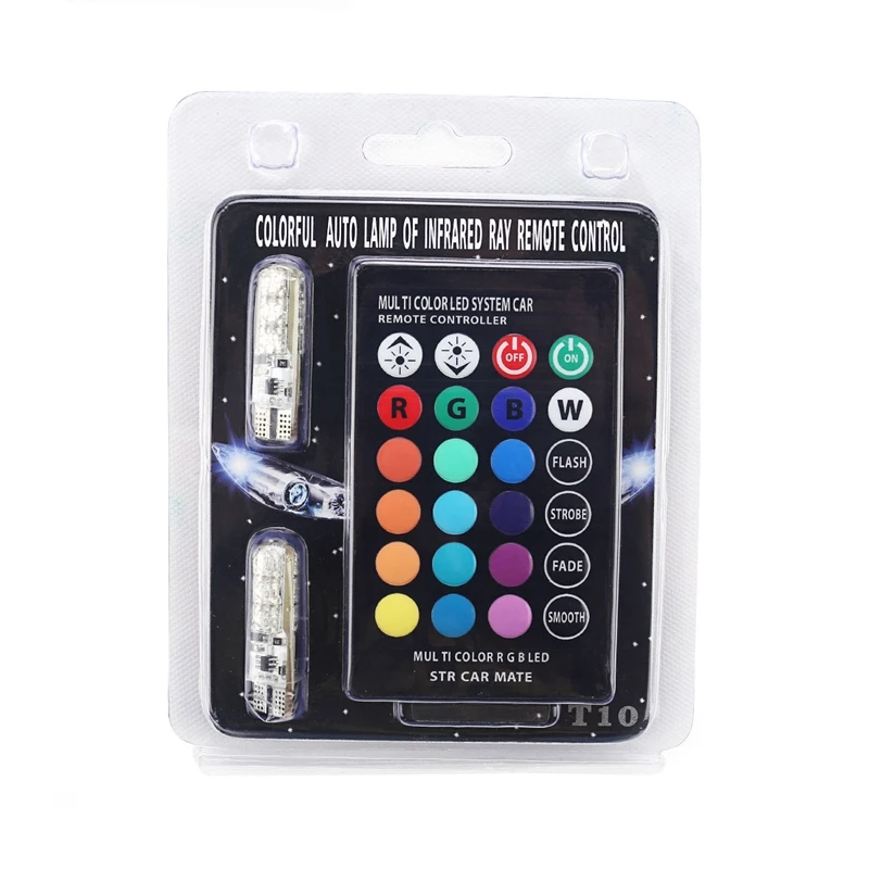 2 шт. многоцветный Автомобильный светодиодный светильник 6 SMD 5050 RGB W5W 194 168