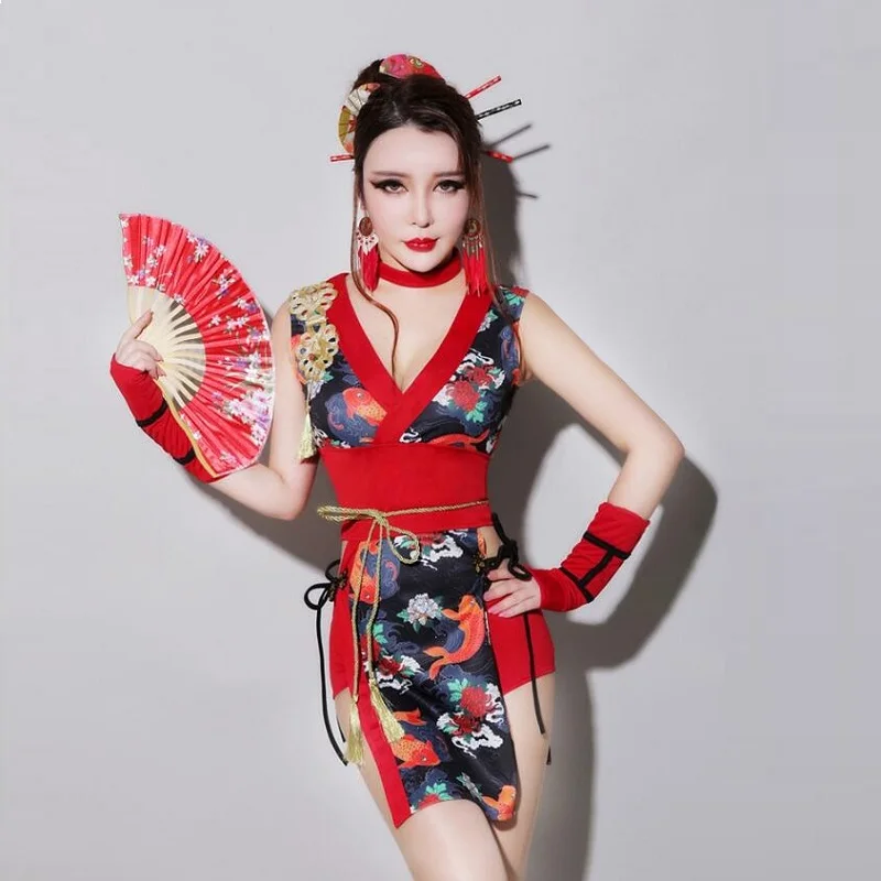 Кимоно Geisha FF2118 женское в японском стиле пикантное юката с драгоценными камнями