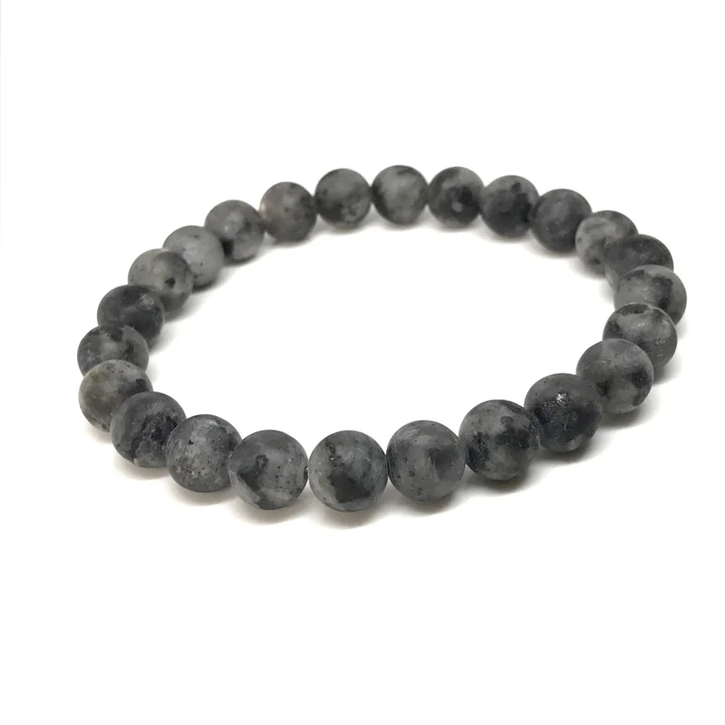 IRBACOO 2020 Fashion Men Bracelet Simple 8mm Matte Gray Stone Bead For Jewelry Gift |