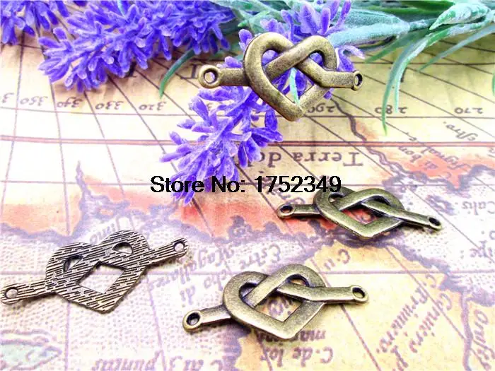 20pcs-Love узел подвески Коннекторы, Античная бронзовая подвеска 