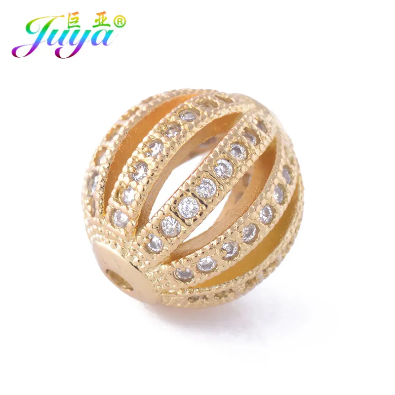 10mm Gold Juya DIY ювелирные изделия металлические бусины микро паве циркон 10 мм Starburst круглый шар бусины для женщин мужские украшения из бисера Изготовление - Цвет: 10mm Gold