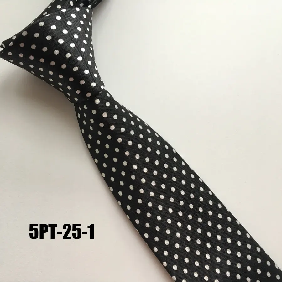 Мужской узкий галстук 5 см черный из полиэстера Свадебный в горошек деловые
