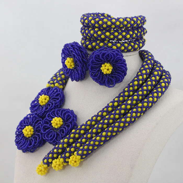 Королевский синий/желтый кристалл Свадебные африканские бусины ювелирные