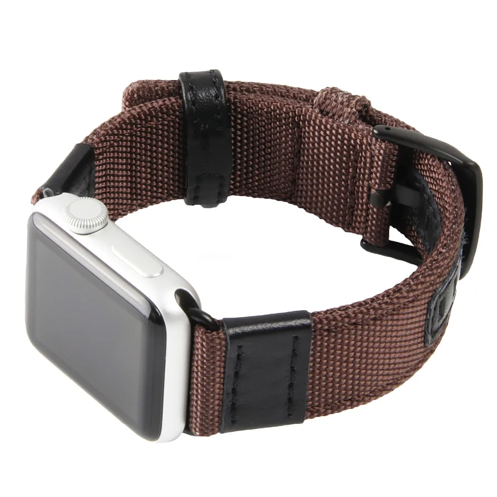 Нейлон+ кожаный ремешок для apple watch 3/2/1 42 мм/38 мм Наручные Классические прочная ткань металлической пряжкой браслет ремешок для часов