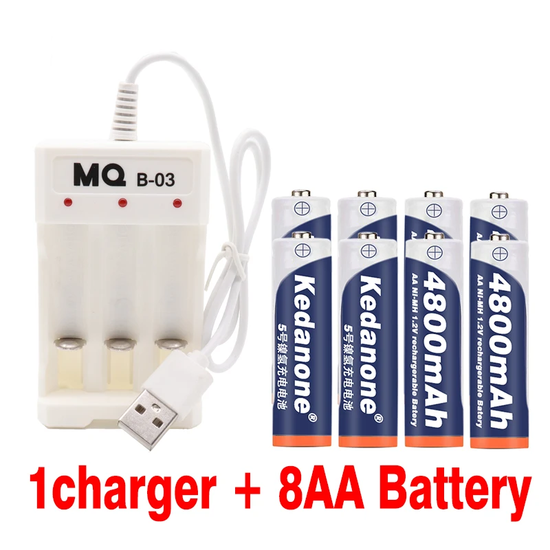 2019 Лот 4 ~ 20 шт AA батареи аккумуляторные 1 2 V 4800mAh Ni-MH 2A для камеры + зарядное