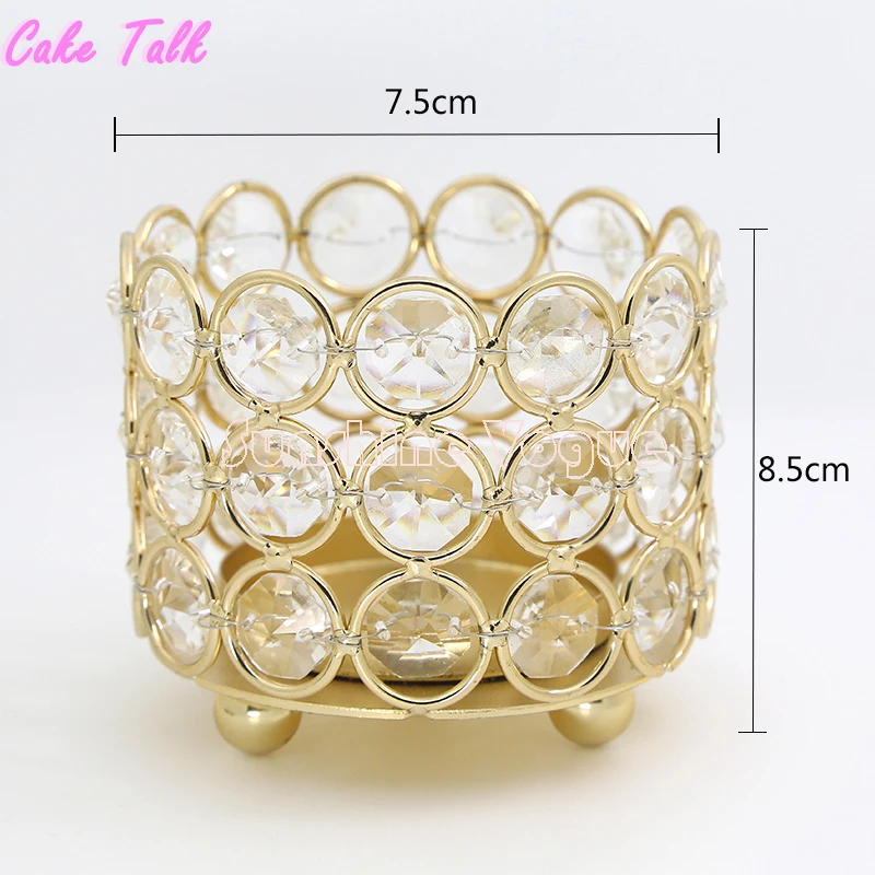 Gold crystal bowl candle holders 7.5*8.5cm 3 layers tealight stand 10 pieces home decoration candy bar party supplier Дом и сад