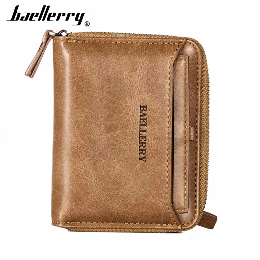 Baellerry PU Leather Men Wallets Zipper Card Holder Sample Solid Wallet Coin Pocket High Quality Male Purse cartera | Багаж и сумки