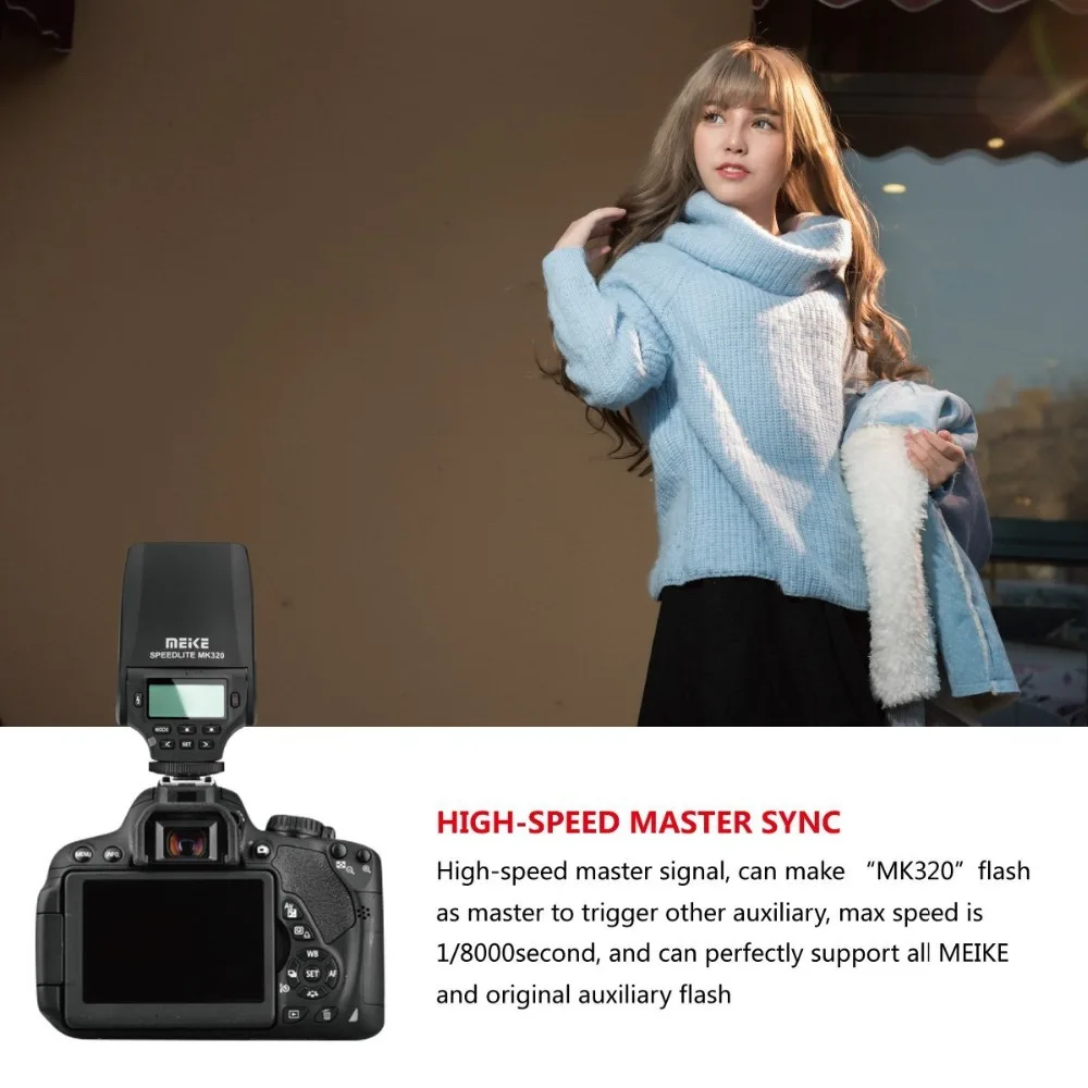 Новая Мини Вспышка MEIKE MK320 TTL для камер Canon EOS 5DII 6D 7D 40D 50D 60D 70D 550D 600D 650D 700D 580EX 430EX |