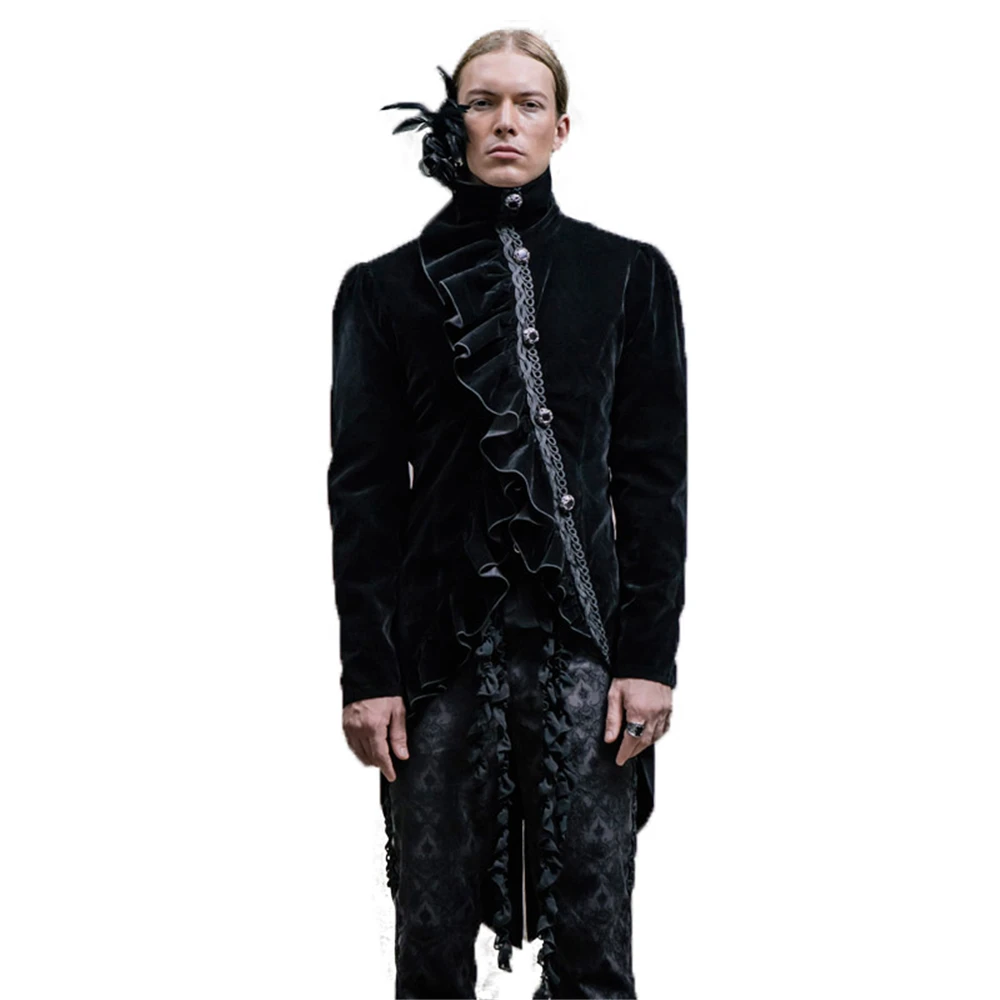 Мужская ассиметричная куртка в стиле стимпанк готическое пальто с хвостом