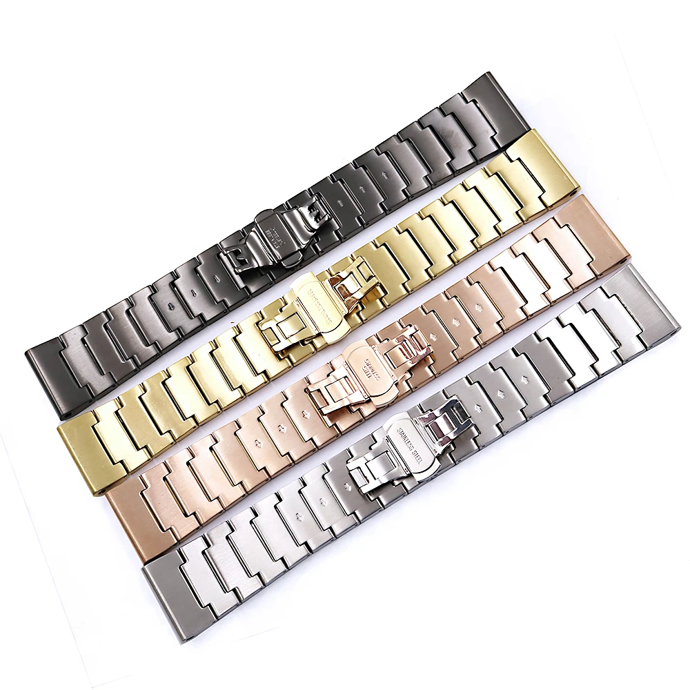 CARLYWET 26mm 316L Stainless Steel Replacement Watch Bands Loops Bracelets Straps With Group Tools For Garmin Fenix 3 HR 5X