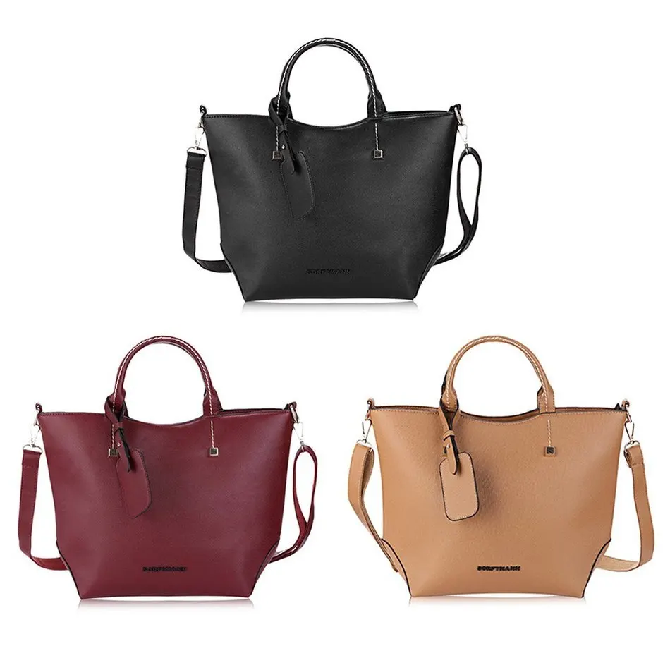 Sexy Red Large PU Leather Women's Handbag Brands Elegant Ladies Messenger Bags Sacthel Purse Crossbody Tote Black Big Bag | Багаж и