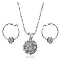 garilina fashion jewelry silver color white cubic zirconia pendant earrings ball jewelry sets for women as2015