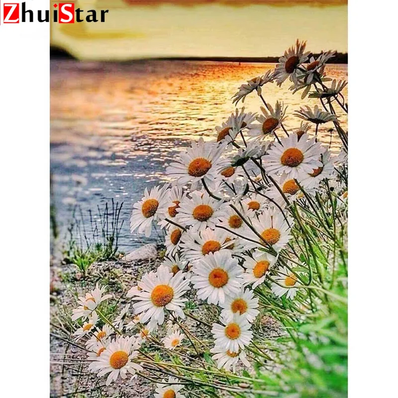 Полная дрель квадратная Алмазная картина цветок Стразы 5D вышивка побережье