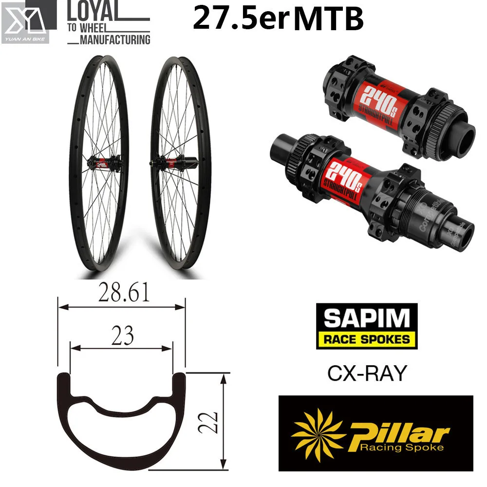 27 5 er карбоновая MTB велосипедная колесо 28 мм ширина XC обода для 650B Горный велосипед