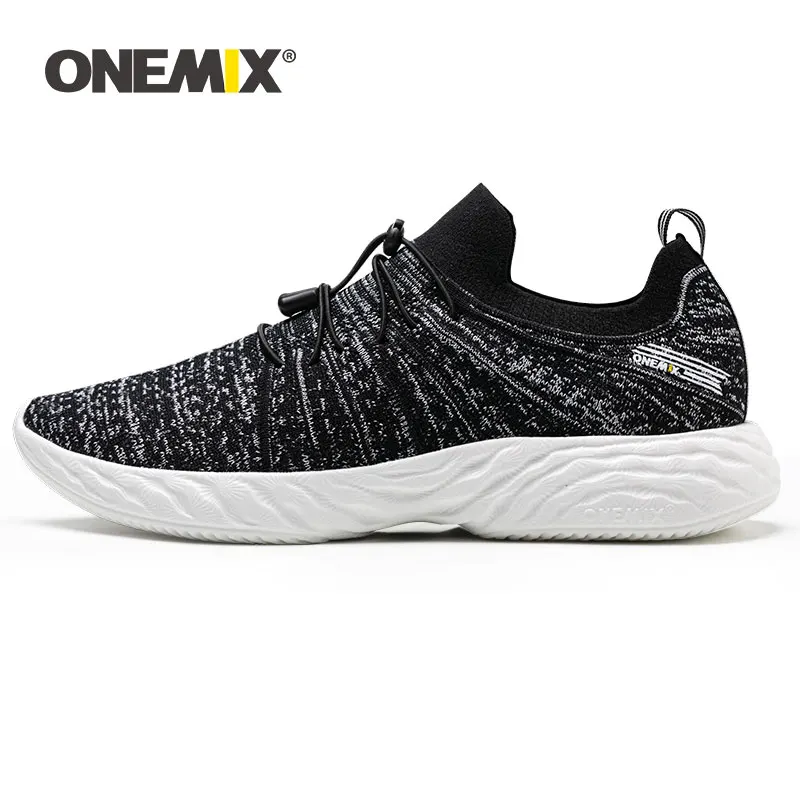 

ONEMIX Men Sneakers Couple Trail Running Shoes Light Road Trainers Sport Shoes zapatos de hombre Black Slip-on Outdoor Sneakers