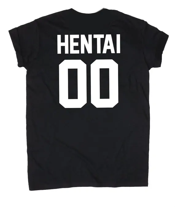 Черный Женская футболка с надписью «HENTAI 00 back», хлопковая Повседневная забавная футболка для леди, хипстерский Топ, розовый, черный, белый цвета, Прямая поставка, Z-519 - Цвет: Черный