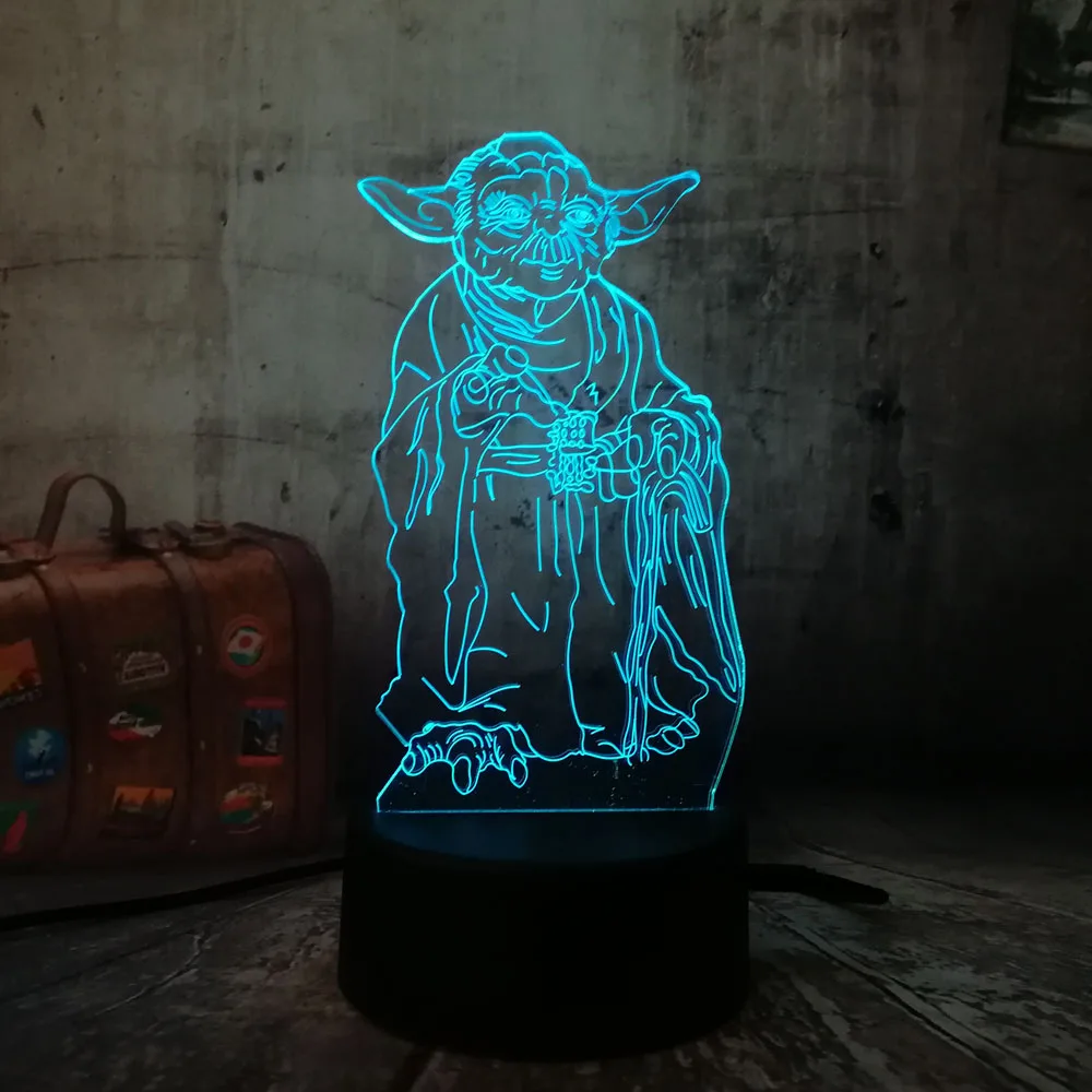 Новинка Новые Звездные войны Мастер Йода светодиодный 3d-ночник настольная лампа RGB 7 цветов изменить мальчиков Игрушка Рождественский подарок декор комнаты Лава