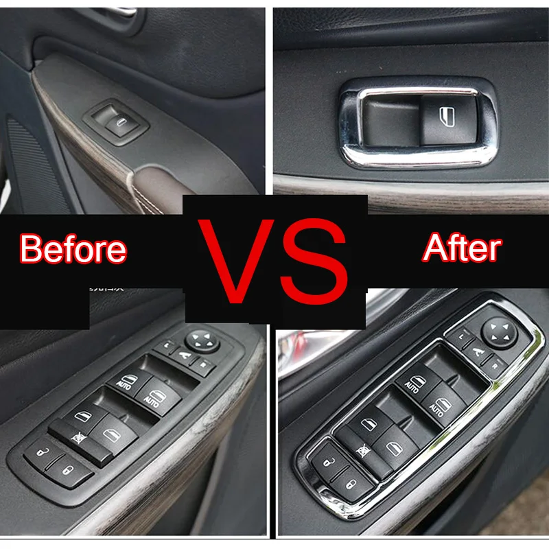 4 шт. хромированные панели переключателя окон для Jeep Cherokee 2014 2019 Dodge Дротика PF Chrysler
