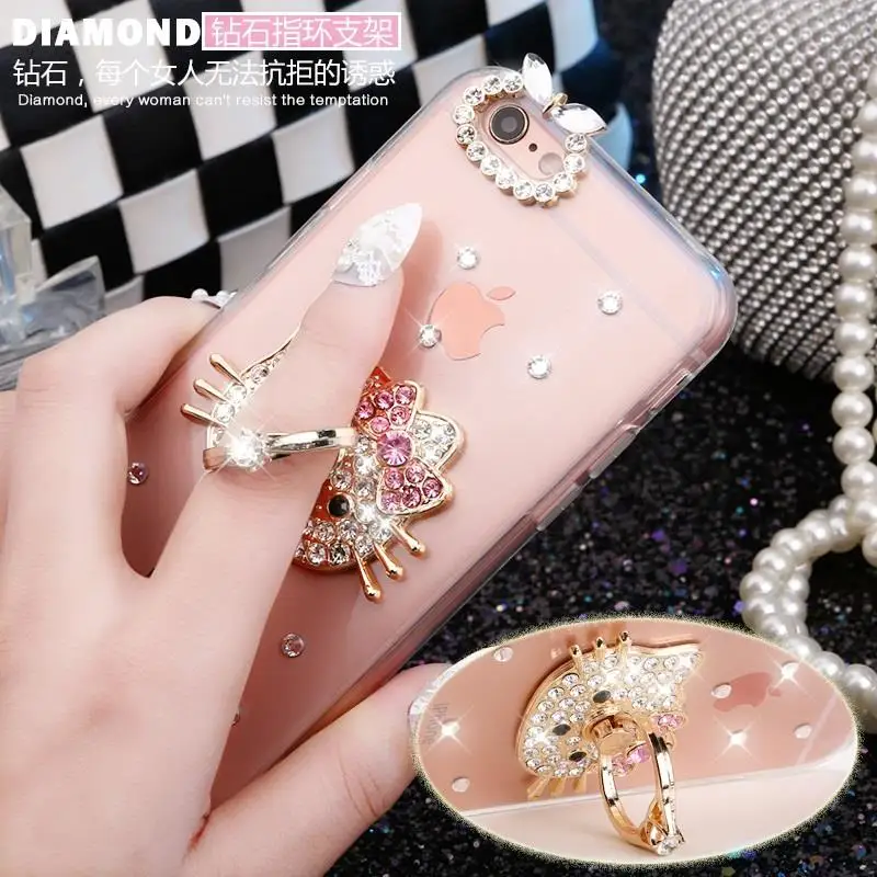 Рисунок Hello Kitty подставка держатель горный хрусталь телефона чехол для iPhone 7 и Plus с