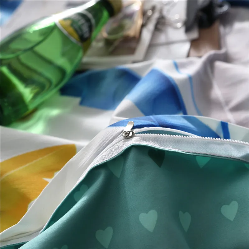 Белые и зеленые постельные комплекты пододеяльник простыни наволочки с