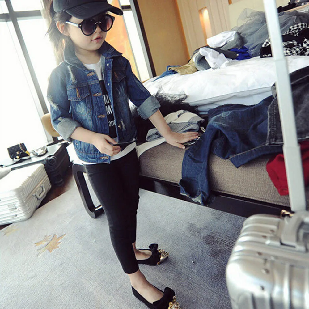 ARLONEET/джинсовый пиджак с дырками для девочек осенне-зимний теплый Тренч верхняя