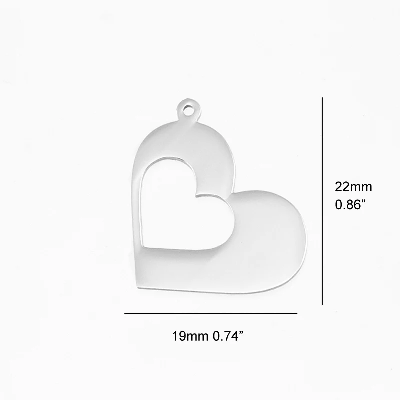 Simsimi подвеска в форме сердца пустая двусторонняя зеркальная полированная