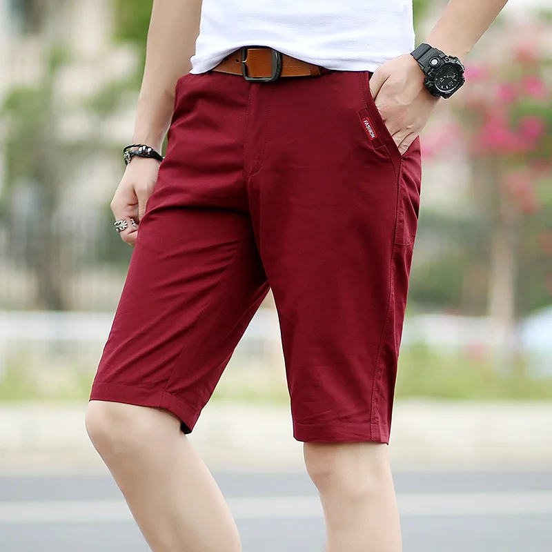 Модные летние шорты до колена Мужская брендовая одежда модные однотонные