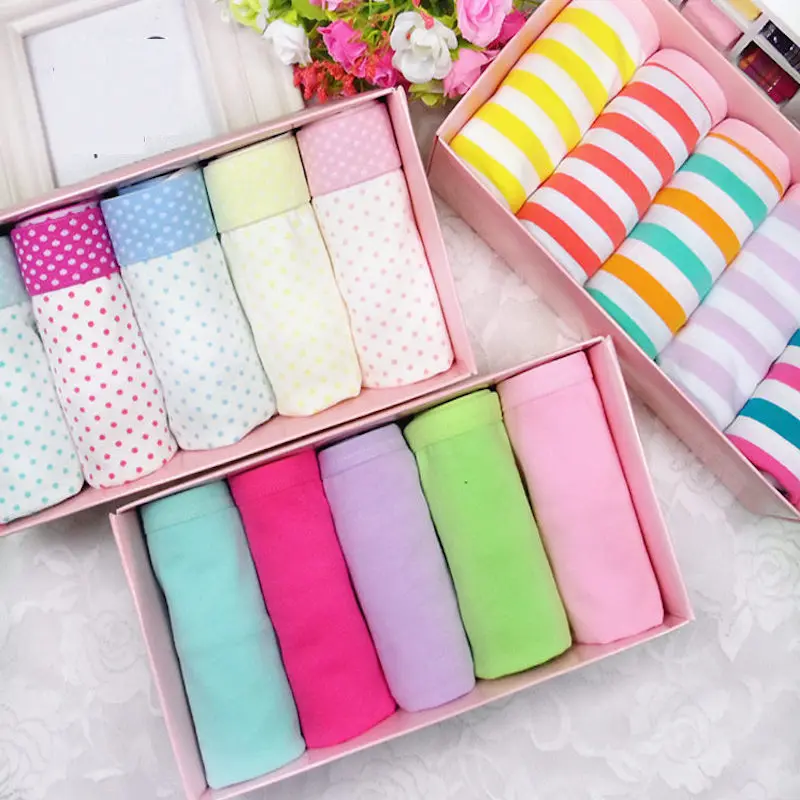 5 шт./кор. хлопковое нижнее белье в полоску с волнистыми точками женское со