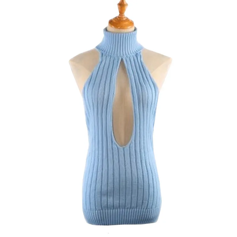 2019 New Sexy Women Backless Virgin Killer Sweater Bodysuit Turtleneck Open Chest Hollow Japanes Knitted Sweaters Pullovers W22 | Женская