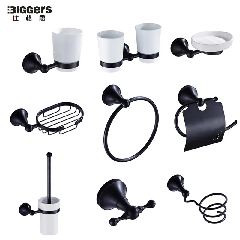 Бесплатная доставка роскошный набор аксессуаров для ванной комнаты из черной