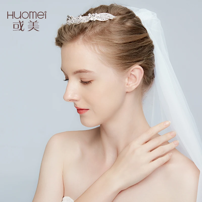 Luxurious Wedding Jewelry Handmade Bridal Crowns Tiaras Silver Headpiece Elegant Crystal Rhinestone Headwear Accessories Huo Mei |