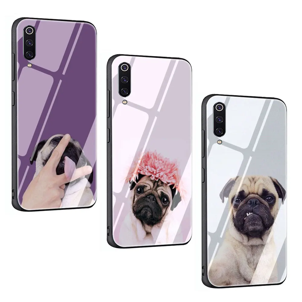 Puppy Pug Bunny French Bulldog Tempered Glass Phone Cover Case For Xiaomi Mi 8 9 Redmi 4X 6A Note 5 6 7 Pro Pocophone F1 | Мобильные