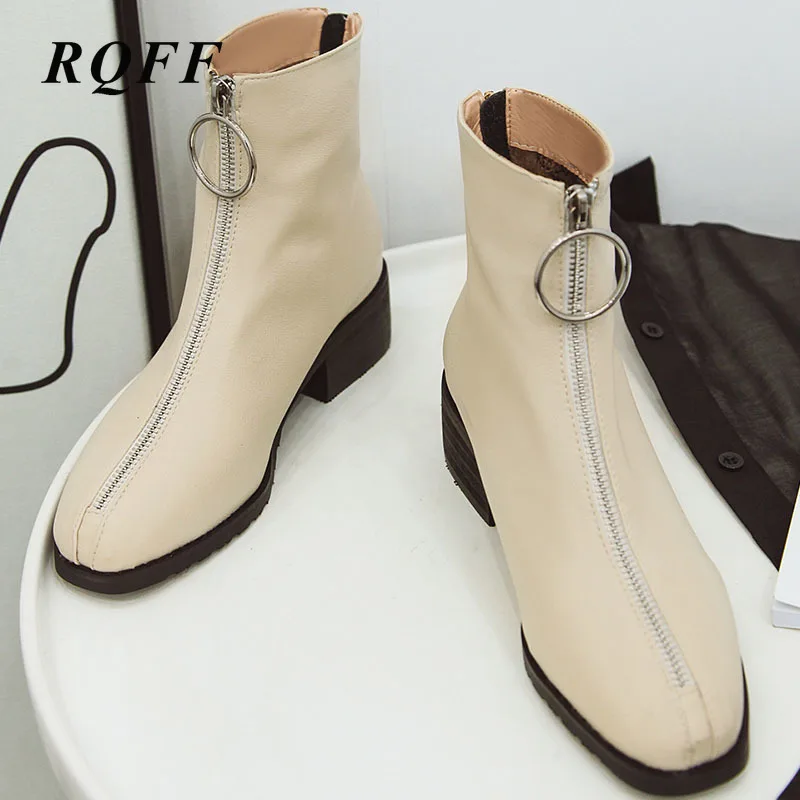 2019 г. Новые женские ботильоны осень-зима женская обувь на среднем квадратном