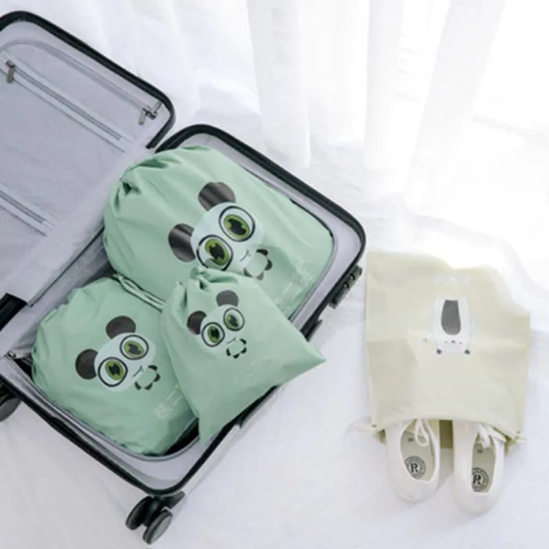 Медведь Кролик животные узор ручной работы хлопок Льняная сумка для хранения