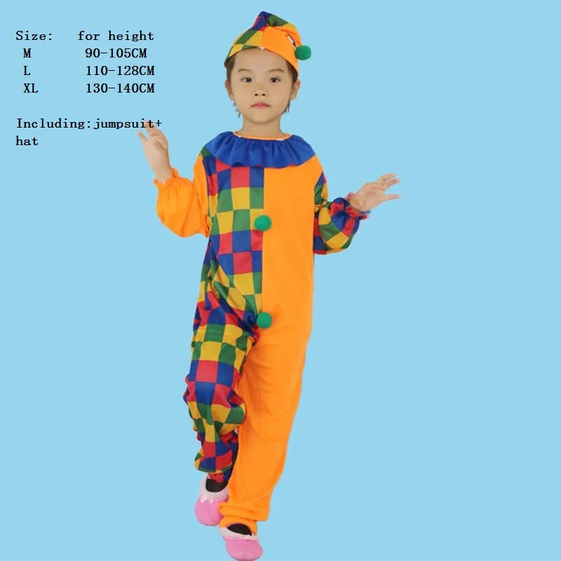 Детский костюм клоуна для костюмированной вечеринки комбинезоны со шляпой на