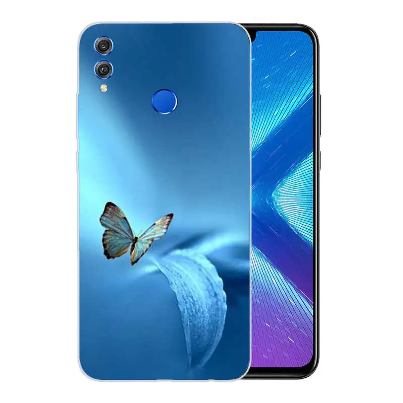 Матовый мягкий с рисунком бабочки чехол для Huawei Honor V20 8X 7 8 9 10 lite 7X 8A V9 Play |