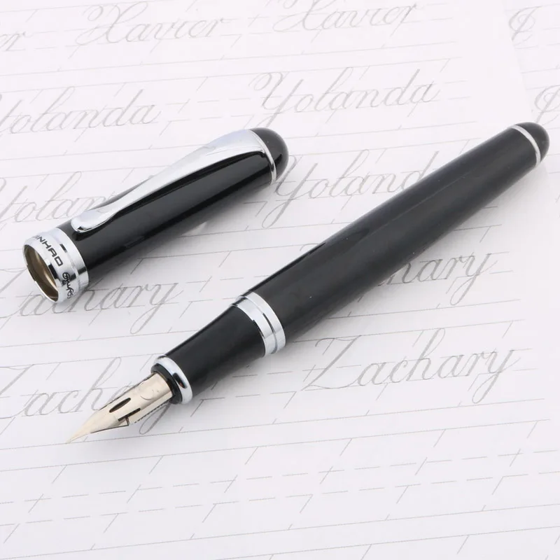 black JINHAO 750 G перо изменение круглый корпус процветания тела английский медной каллиграфия перьевая ручка - Цвет: black