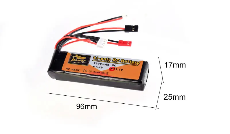 ZOP Power 11 1 В 2200 мАч 8C 3S Lipo батарея JST JR штекер Futaba Перезаряжаемый для