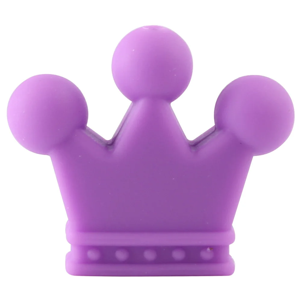 03 Medium Purple Keep&Grow 10pcs Crown Silicone Beads Baby Teething Toys Food Grade Silicone DIY Pacifier Chain Pendant Accessories Baby teethers - Цвет: 03 Medium Purple