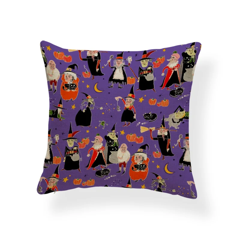 Horror Pumpkin Witchcraft Cushion Cover Halloween Sugar Skull Pillowcase European Meditation Home Decor Throw Pillow 45*45 Linen | Дом и сад