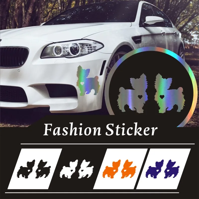 Йоркширский терьер сердце силуэт забавный мотоцикл 3D стикер автомобиля s