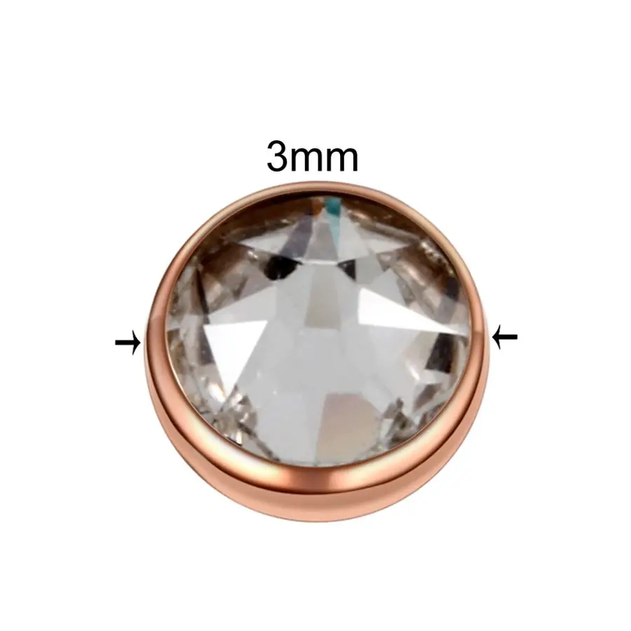 Rose Gold Clear 3mm 10 шт./лот, титановый пирсинг, микро Кожный Якорь, Круглый драгоценный камень, имплантат для кожи дайвера, ювелирное изделие для скрытия кожи, украшения для тела - Окраска металла: Rose Gold Clear 3mm