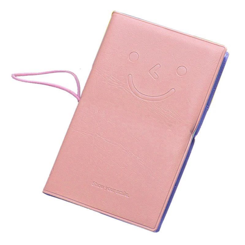 Pink Ретро Ноутбук Memo ежедневно смайлик кожа блоков книги блокноты Pocket Notes машина для шестицветной - Цвет: Pink