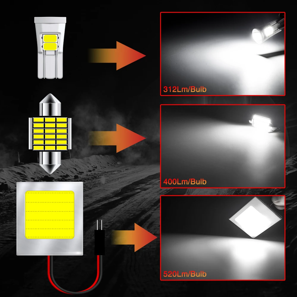 Комплект карта Потолочные плафоны двери номерной знак лампы посылка белый 6000K 12V