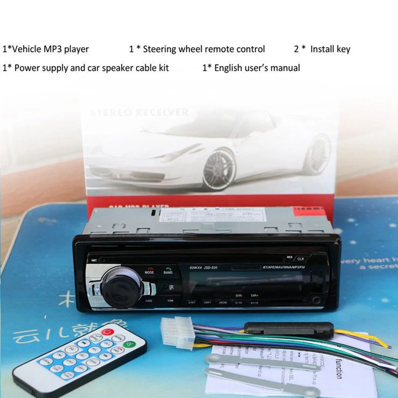 12V стерео Fm Радио Mp3 плеер аудио Поддержка Bluetooth телефон с Usb/Sd Mmc порт