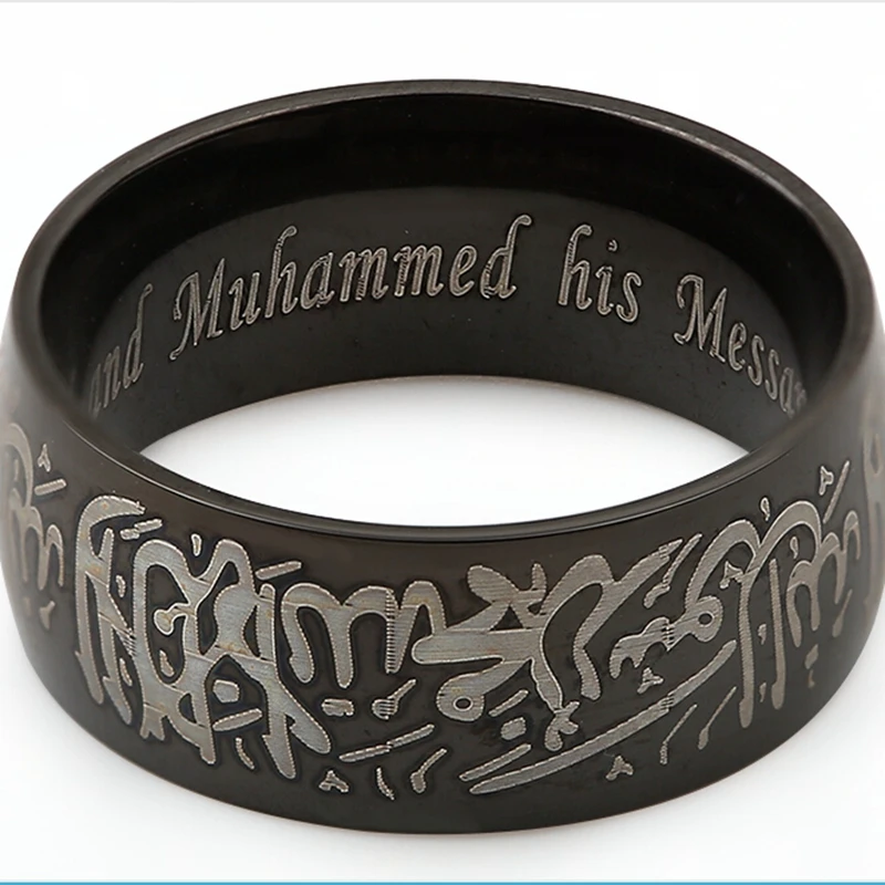 Черное кольцо из нержавеющей стали 8 мм Размер 7 15 аqeeq Shahada|steel jump rings|ring angelring barrel |