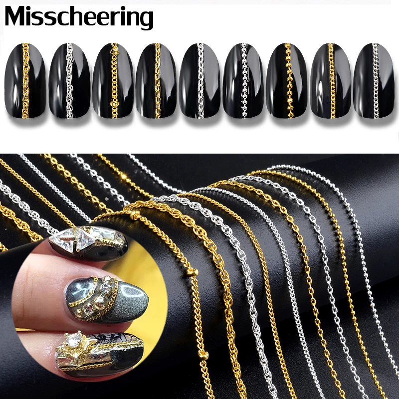 9 Types Gold Silver Metal Chains Punk Cross 3d Nail Art Decorations Charm Jewelry Making Findings DIY Accessories Manicure Tools | Красота и