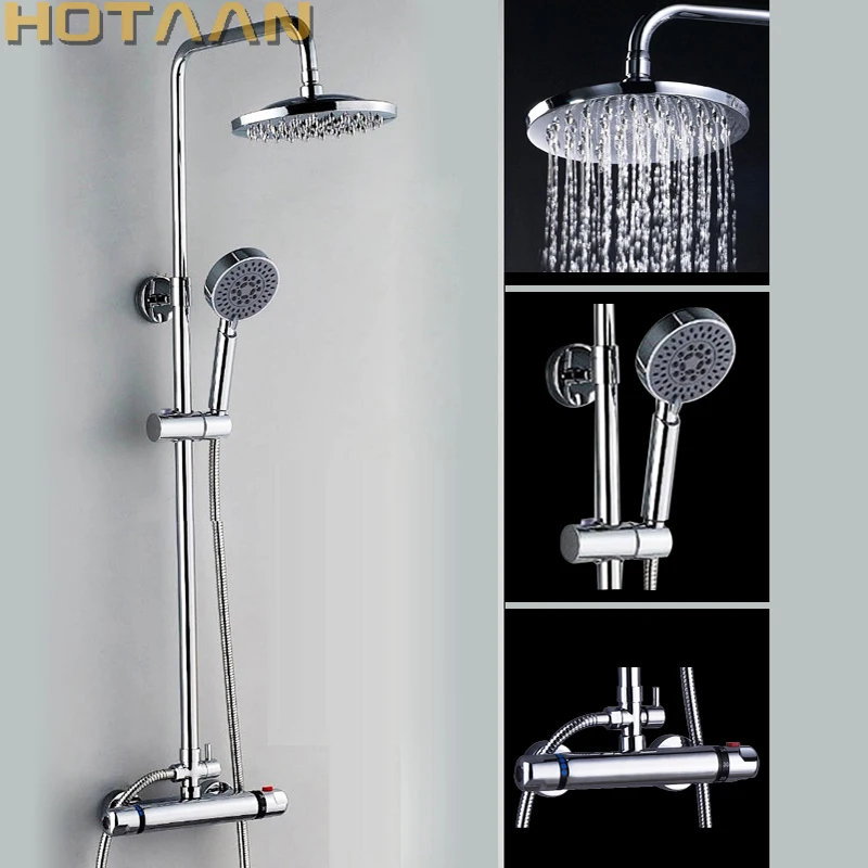 

Free shipping shower facuet Bathroom Shower Set Mixer Brass Valve Adjust Height Hand Shower Thermostatic New YT-5307
