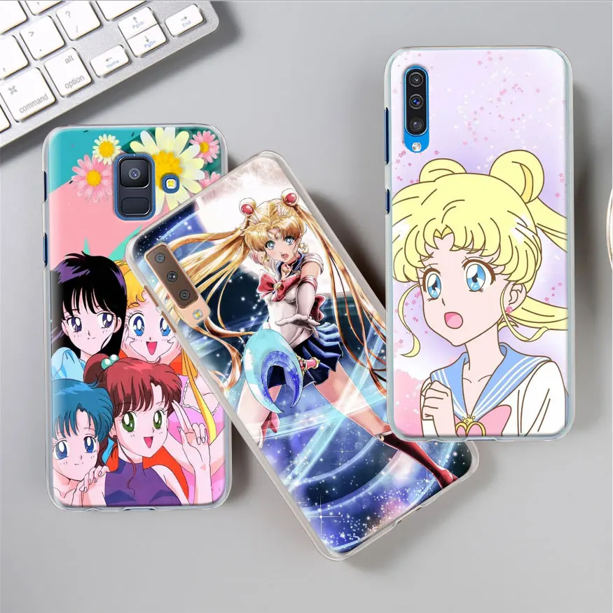 Для девочек с рисунком Сэйлор Мун, чехол с рисунком из аниме для samsung Galaxy A30 A40 A50 A70 A6 A8 плюс A7 A9 M30 чехол для телефона Coque